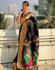 Black Gudi Padwa Special Paithani Silk Zari Woven Saree