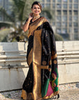 Black Gudi Padwa Special Paithani Silk Zari Woven Saree