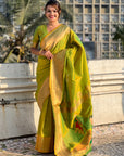 Mehendi Green Gudi Padwa Special Paithani Silk Zari Woven Saree