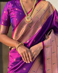 Purple Gudi Padwa Special Paithani Silk Zari Woven Saree