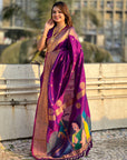 Purple Gudi Padwa Special Paithani Silk Zari Woven Saree