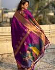 Purple Gudi Padwa Special Paithani Silk Zari Woven Saree