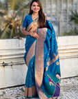 Blue Gudi Padwa Special Paithani Silk Zari Woven Saree