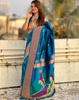 Blue Gudi Padwa Special Paithani Silk Zari Woven Saree