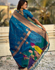 Blue Gudi Padwa Special Paithani Silk Zari Woven Saree