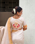 Cream Paithani Silk Zari Woven Saree with Mahalaxmi Pallu