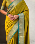 Mehendi Green Soft Patola Silk Saree with Bandhani Weaves Saree