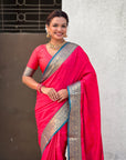 Rani Pink Soft Patola Silk Saree with Bandhani Weaves Saree