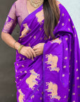Purple Soft Silk Dual Zari Woven Saree with Nandi Border