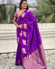 Purple Soft Silk Dual Zari Woven Saree with Nandi Border