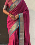 Magenta Soft Patola Silk Saree with Bandhani Weaves Saree