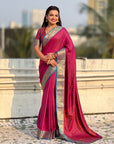 Magenta Soft Patola Silk Saree with Bandhani Weaves Saree