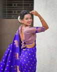 Violet Soft Silk Dual Zari Woven Saree with Nandi Border