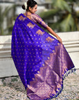 Violet Soft Silk Dual Zari Woven Saree with Nandi Border