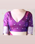 Purple Banarasi Silver Zari Woven Soft Silk Saree