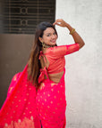 Pink Soft Silk Dual Zari Woven Saree with Nandi Border