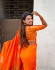 Orange Soft Silk Dual Zari Woven Saree with Nandi Border