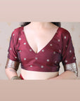 Maroon Banarasi Silver Zari Woven Soft Silk Saree