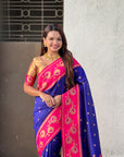 Violet Paithani Silk Lotus Jaal Contrast Border Saree