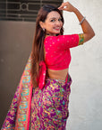 Purple Premium Viscose Silk Zari Woven Positon Printed Saree
