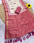 Rani Pink Premium Soft Ikkat Pochampally Patola Silk Saree