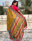 Mustard Yellow Premium Viscose Silk Zari Woven Positon Printed Saree