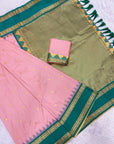 Baby Pink Soft Ikkat Silk Zari Woven Saree with Rudraksham Concept Saree