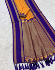 Orange Soft Ikkat Silk Zari Woven Saree with Rudraksham Concept Saree