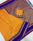 Orange Soft Ikkat Silk Zari Woven Saree with Rudraksham Concept Saree