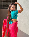 Pink Premium Soft Viscose Silk Zari Woven Baarat Postion Printed Pashmina Saree