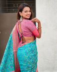 Sky Blue Patola Contrast Zari Woven Bandhani Weaves Keri Pattern Silk Saree