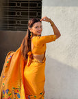 Mustard Yellow Premium Bamboo Tissue Paithani Silk Zari Woven Meenakri Saree