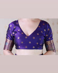 Violet Soft Banarasi Silk Saree with Meenakari Gold Zari Woven Jaal