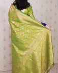 Mehendi Green Soft Banarasi Silk Saree with Meenakari Gold Zari Woven Jaal