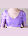 Lavender Soft Banarasi Silk Saree with Meenakari Gold Zari Woven Jaal