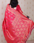 Pink Soft Banarasi Silk Saree with Meenakari Gold Zari Woven Jaal