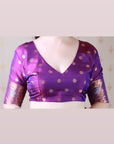 Purple Soft Banarasi Silk Saree with Meenakari Gold Zari Woven Jaal