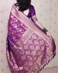 Purple Soft Banarasi Silk Saree with Meenakari Gold Zari Woven Jaal