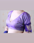 Dusty Violet Soft Silk Zari Woven Leaf Pattern Saree