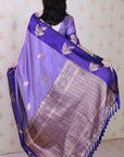 Dusty Violet Soft Silk Zari Woven Leaf Pattern Saree