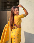 Yellow Soft Silk Meenakari Madhubani Saree