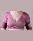 Dusty Pink Soft Silk Zari Woven Leaf Pattern Saree