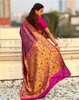 Violet Soft Brocade Tissue Paithani Silk Zari Woven Saree
