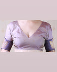 Dusty Lavender Soft Silk Zari Woven Leaf Pattern Saree