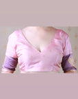 Dusty Baby Pink Soft Silk Zari Woven Leaf Pattern Saree