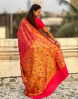 Pink Soft Brocade Tissue Paithani Silk Zari Woven Saree