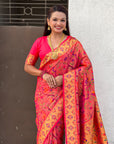 Pink Soft Brocade Tissue Paithani Silk Zari Woven Saree