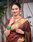 Coffee Paithani Silk Zari Woven Saree with Mahalaxmi Pallu