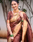 Coffee Paithani Silk Zari Woven Saree with Mahalaxmi Pallu