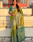 Green Rich Zari Woven Contrast Tissue Silk Saree
